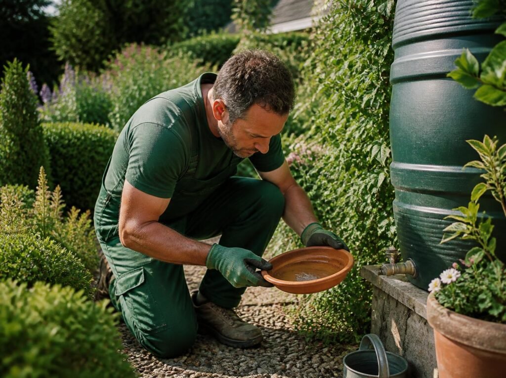Recherche des eaux stagnantes pour limiter les moustiques dans le jardin