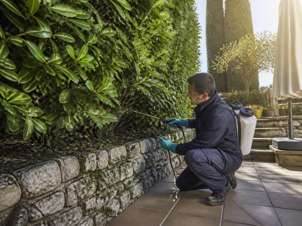 Traitement ciblé de la végétation contre les moustiques dans le jardin